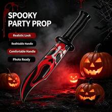 Large Bloody Ghost Face Plastic Prop Knife, Halloween Cosplay Scream Red & Black Bleeding Toy Knife - Multicolor - View 1