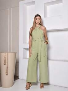 Women Jumpsuits - Olive Green - View 3