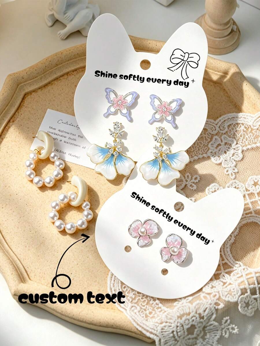 Customized Earring Display Cards, Personalized Jewelry Packaging Cards, Suitable For Studs And Dangle Earrings, Handmade Jewelry Display Tags (Jewelry Not Included) - Customized Display Card - View 1