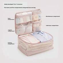 Travel Luggage Organizer Bag, Home Storage Bag, Large Capacity Multi-Compartment Partitioned Storage, Compressible Volume, Compatible With Luggage Handle, Multi-Functional All-In-One Travel Storage Bag, 5-Zone Clothing And Underwear Organizer, Portable Large Capacity Luggage Bag - Multicolor - View 2