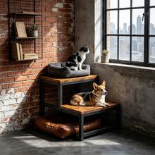 DIY Pet Supplies: Cat Beds, Furniture, Stairs, Steps, And Perches. Suitable For Senior Or Injured Pets And Short-Legged Dogs; Enables Access To Sofas, Beds, And Windowsills. For Indoor Use. Great For Christmas, Halloween, Or Easter Gifts. - Two-step Solid Wood Cat Stairs With Back Support - View 10