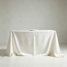 2pcs 145*260cm Decor Table Cover Rectangular Tablecloth Satin Tablecloth, Smooth Fabric Table Decor, For Wedding Table Decor, Dining Table Banquet Event Table Decor - White - View 6