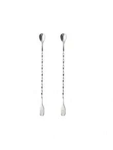 1 cái/2 cái thìa bar bằng thép không gỉ, thanh khuấy cán dài thiết kế ren, thìa bar cocktail hai đầu - Xem 14