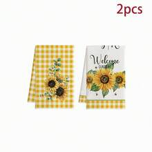1 st handduk med solrosmotiv, slitstark polyester, för daglig användning, fest, heminredning, temafest och sammankomst, dekorativ handduk i blomstil - Multifärgad - Visa 11