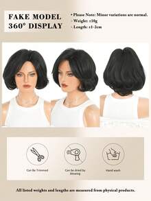 NAMM Short Black Bob Wigs For Women Layered Wave Hair Wig With Side Part Bangs Natural Synthetic Heat Resistant Fiber Wig For Cosplay Daily And Daily Use 8 Inch, Halloween - Black - View 5