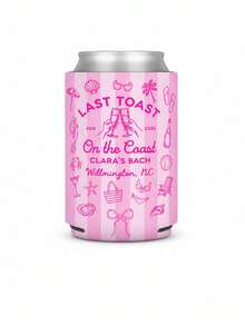 Personalized Can Cooler, Custom Neoprene Drink Holder, Beach Bachelorette Party Favor, Standard Or Slim Can Sleeve - Multicolor - View 9