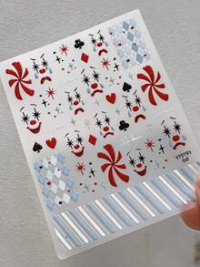 Halloween Christmas 3D Embossed Jelly Nail Stickers, Spot Bow Rabbit Gold Foil Frame Cherry Spider Web Ghost Bat Clown Self-Adhesive Nail Decals DIY Manicure Decor - Multicolor - View 18