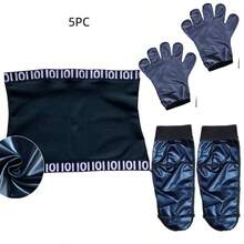 5 Sets PU Material Sauna Sweat-Absorbing Gloves + Socks + Waist Belt, Gloves Feature Sauna-Specific Heat Insulation, Anti-Cracking, Moisturizing, Smooth Coating And Enhanced Sweat-Absorbing Function, Suitable For Home Use - Multicolor - View 5