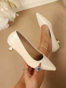 Women's High Heels, Spring/Autumn Pointed Toe Stiletto Heels, 2 Inches (Approx. 5cm) Slip-On, Closed Toe, Comfortable, Suitable For Weddings, Evening Parties, Formal Occasions, Office Wear Pumps - Beige - View 2