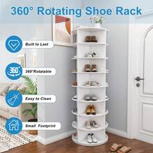 Rotating Shoe Rack Tower, Spinning Storage Rack, Standing 360° Revolving Shoe Organizer - 8 Floors, Circular Shape - View 3
