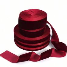 1-4cm 10yd Burgundy Single-Sided Velvet Ribbon, Handmade DIY Hair Accessories, Clothing Bows Supplies; Suitable For Christmas, Halloween, Wedding, New Year, Birthday, Back To School / Graduation Party Decoration, Bouquet Wrapping, Gift Wrapping Ribbon - Burgundy - View 8