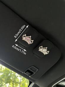 1pc Premium Crown Design Car Visor Glasses Clip, Creative Car Sun Visor Eyewear Holder, Multifunctional Magnetic Fashion Glasses Storage Clip, Car Interior Decorative Storage Accessory - A - View 9
