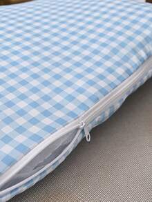 1pc Plaid Chair Cover, Pastoral Style Faux Cotton Square Ruffle Edge Tie-Up Wear-Resistant Seat Cushion Cover For Garden Afternoon Tea/Outdoor Wedding/Spring & Summer Patio/Balcony/Homestay/Picnic/Spring & Summer Daily - Blue - View 7
