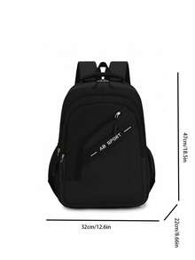 Unisex Backpack, Black Grey Contrast Sport Star Label Daypack, Multi Front Zipper Storage, For School Fitness Daily Commute - Multicolor - View 4
