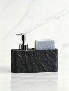 Marble Texture Shale-Feel Kitchen Dispenser Set, Includes Refillable Dish Soap And Hand Soap Liquid Bottles, Liquid Products And Cleaning Sponge Desktop Storage Box - A - View 1