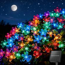 Solar Powered Cherry Blossom String Lights, Multiple Lighting Modes, Perfect For Decorating Garden Patio, Deck Fence, Adding Charm To Garden Furniture And Holiday Party Decorations - Colorful Cherry Blossom Lights - View 3