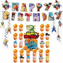 Hasbro Anime Warrior Theme Birthday Cake Decoration Set, Includes Dragon Crystal Ball Cupcake Toppers, Suitable For Cartoon Fighting Character Party Dessert Decoration - Multicolor - View 8