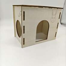 1 pieza/Set Castillo de madera para conejo, Casa y escondite para conejo, Escondite de madera para conejo, Adecuado para escondite de conejo, hámster y cobaya de interior - Unitalla - Ver 6