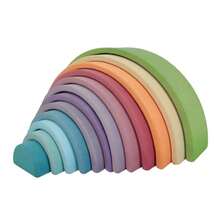 1 Set Wooden Rainbow Blocks Montessori Rainbow Arch Blocks With Figures And Balls, Children's Educational Stacking Toy For Kindergarten Early Education - Multicolor - View 5