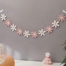 Gradient Small Daisy Flower Garland Birthday Party Scene Decoration Swallowtail Flag, 2 Pieces/Set 1PC/BAG - Daisy Bunting - View 11