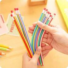 Deformable Pencil Creative Stationery Unbreakable Soft Pencil Flexible Colorful Striped Soft Pencil Stress Relief Toy Soft Squishy Toy (Not Recommended For Writing) - Multicolor - View 2