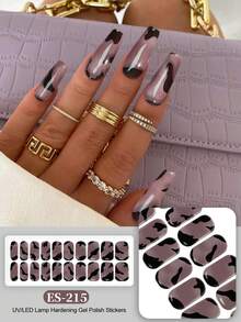20pcs Semi-Cured Gel Nail Stickers, Long-Lasting Salon-Quality Nail Decals, Easy To Apply And Remove, UV Light Compatible - Multicolor - View 7