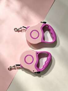 1pc Automatic Retractable Pet Leash, 3m/5m, Multiple Colors Available, Random Handle Color - Pink - View 4