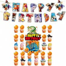 Hasbro Anime Warrior Theme Birthday Cake Decoration Set, Includes Dragon Crystal Ball Cupcake Toppers, Suitable For Cartoon Fighting Character Party Dessert Decoration - Multicolor - View 15