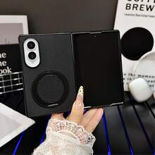 1PC Premium Luxury Business Case Compatible With Samsung Galaxy Z Fold 8 Ultra/8/7/6/5/4 - Carbon Fiber Pattern PU Leather, Full Body Shockproof Cover With 360° Rotatable Magnetic Stand & Wireless Charging Compatibility - Black - View 13