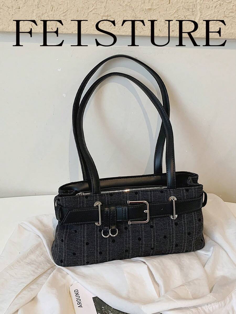 FEISTURE 1件裝時尚女款腋下肩背包，附裝飾肩帶，適合日常外出、約會與通勤