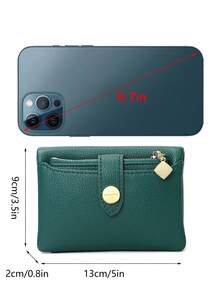 MIYIN 2pcs Litchi Texture Small Wallet With Detachable Zipper Coin Purse, Soft Bi-Fold Snap Wallet Women's Mini Wallet Suitable For Daily Shopping Travel, Minimalist Style, Lightweight And Portable, Multi-Functional Credit Card Holder Zipper Wallet - Multicolor - View 8