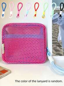 1pc Mini Macaron Color Fresh Fashion High-Quality Mesh Storage Bag (Hanging Rope Needs To Be Purchased Separately, Random Color), Sanitary Napkin Bag, Cosmetic Bag, Storage Bag, Women Makeup Bag, Girls Tampon Storage Bag - Multicolor - View 19