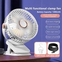 5-Speed Adjustable USB Rechargeable Mini Desk Fan With 3 Night Light Modes, 360° Rotatable Clip/Stand/Hook Design, Portable & Compact For Outdoor, Dorm, Travel, Camping, Office - Multifunctional Clip Fan - View 12