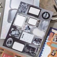1 Book 20pcs Memory Iron Box Cut-Out Sticker Book, Creative Material Decorative Small Items English Lettering Scrapbook Background Collage Decoration Scene Stickers Book Office Student Supplies, Back To School - A - View 7