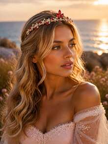 KOVLYNE 1pc Luxury Crystal Crown, Gold Rhinestone Bridal Headband, Elegant Sparkling Crown Hair Accessory, Suitable For Wedding, Graduation Prom And Party - Multicolor - View 2