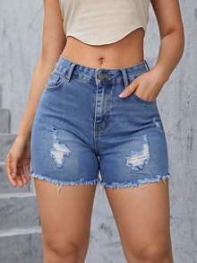 Women Denim Shorts - Medium Wash - View 1