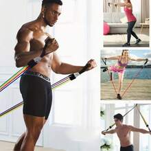 11pcs/Set Resistance Bands, Portable Fitness Equipment, Ankle Straps, Chest Expander, Elastic Exercise Bands - Multicolor - View 8