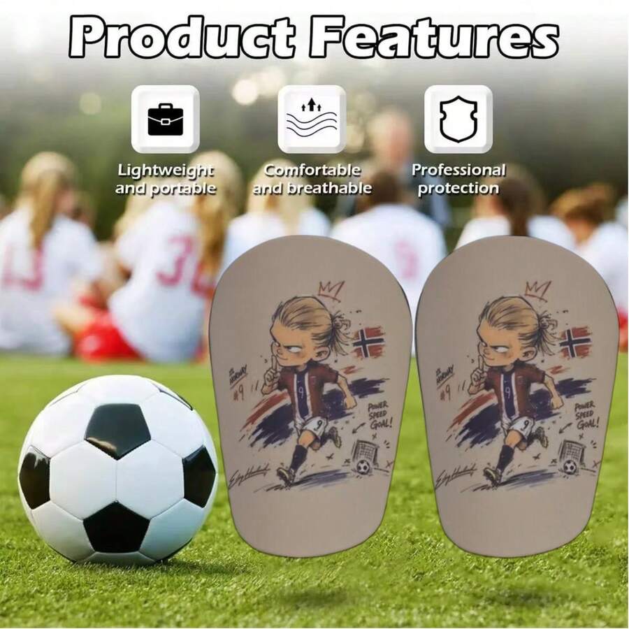 1 Pair Mini Football Shin Guards - Extra Small Unisex Protective Gear, Blue And White Cracked Ice Pattern Design, Slip-On Closure, Suitable For All Ages, Football Accessories | Modern Sports Equipment | Lightweight Design, Mini Shin Guards - Multicolor - View 1
