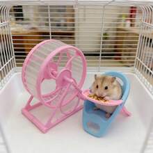 2pcs Value Set (Random Color), Silent Smooth Hamster Wheel With Stand And Elevated Hamster Feeding Platform, Made Of PP Plastic, Suitable For Hamsters, Jerboas And Mice And Other Small Pets To Play - Multicolor - View 3