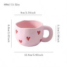 Creative Heart-Shaped Ceramic Cup, High Quality Household Water Cup, Cute Office Coffee Mug, Suitable For Couples Back To School Back To School - Multicolor - View 10