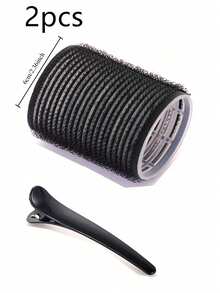 2pcs/Set Hair Curlers With Clips, Self-Adhesive Hair Rollers Suitable For Long/Medium/Short Hair And Bangs, DIY Hair Curling Tools Include 1 Large Hair Roller + 1 Clip - Black - View 19