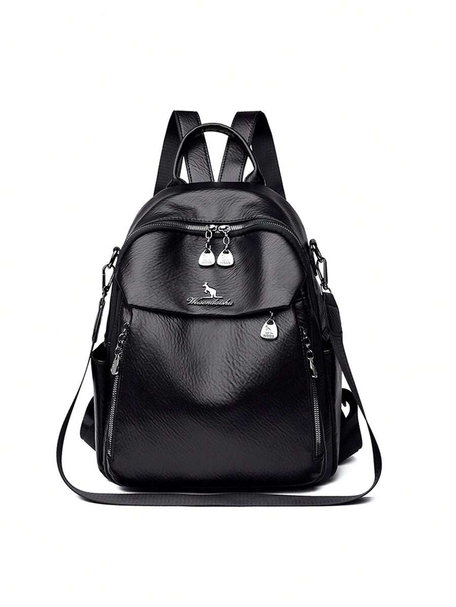 LANYIBAIGEROO Retro Soft Leather Dual Shoulder Bag Women's 2026 New Casual Multi-Function Travel Backpack Large Capacity Commuting Schoolbag