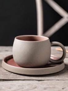 2 Pieces Coffee Cup Set, Vintage Coarse Pottery Japanese Mug And Saucer Set, Nordic Afternoon Tea And Breakfast Cup, Back To School Season - Multicolor - View 13