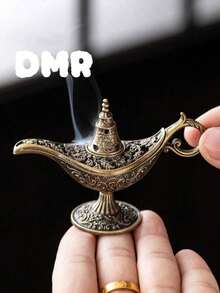 1 Peça Queimador de Incenso para Decoração Doméstica, Suporte de Aromaterapia de Metal Vintage para Mesa, Ornamento de Relaxamento para Sala de Chá, Escritório e Casa, Suporte de Incenso de Torre de Agarwood Retrô, Presente Cultural Criativo de Estética Tradicional - Vários estilos - Visão 2