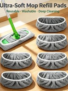 Reusable Microfiber Mop Replacement Pads, Dry And Wet Use Flat Mop Pads, Washable, Suitable For Cleaning Hardwood Floors, High Absorbency, Fits Most Flat Mops, Cleaning Supplies Kitchen Essentials - A - View 2