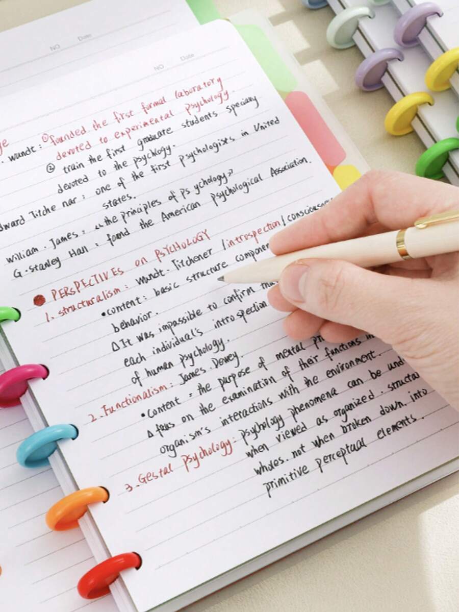 1pc A5 New Colorful Portable Student Notebook, 160 Pages Lined Loose-Leaf Removable Notepad With Divider Pages, Mushroom-Shaped Snap Closure, Spiral Binding, DIY Matte Cover, Minimalist Fashion High-Value, Suitable For School Office Supplies, Learning Supplies Meeting Notebook, Back To School, Perfect Gift For Students - Rectangle - View 1