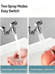 1pc Universal Faucet Extender, 1080° Rotating Zinc Alloy Water Nozzle, Threaded Sink Aerator Adapter, Anti-Splash Extension Head, Suitable For Kitchen Sink And Bathroom, Adapter Included - Multi-functional Robotic Arm Dual-mode Faucet Extender - View 7