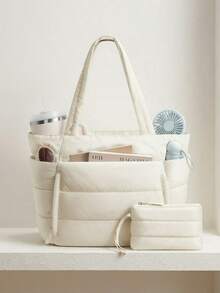 1pc Women's Tote Bag With Multi-Layer Storage, Cup Holder And Pen Holder, Suitable For Daily Home Storage, Daily Commute, Business Travel, Ideal For Holiday Gifts And Short Trips - Multicolor - View 4