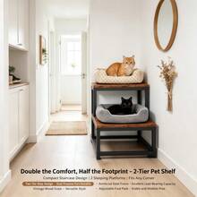 DIY Pet Supplies: Cat Beds, Furniture, Stairs, Steps, And Perches. Suitable For Senior Or Injured Pets And Short-Legged Dogs; Enables Access To Sofas, Beds, And Windowsills. For Indoor Use. Great For Christmas, Halloween, Or Easter Gifts. - Two-step Solid Wood Cat Stairs With Back Support - View 9