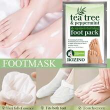 Rozino 2 buah Masker Kaki Pelembap Intensif Tea Tree & Mint. Aroma Tea Tree & Mint, Menyegarkan & Nyaman di Kaki, Melembapkan Secara Intensif, Menenangkan Kaki Kering & Kasar, Melembutkan & Menutrisi, Memperbaiki Kekeringan & Pengelupasan. Dikemas Individual 60g, Bersih & Higienis, Perawatan SPA Kaki di Rumah, Mudah Digunakan - View 3